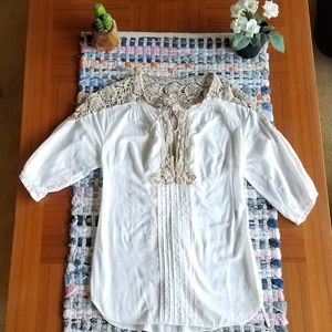 Free People Crochet Peasant Style Shirt